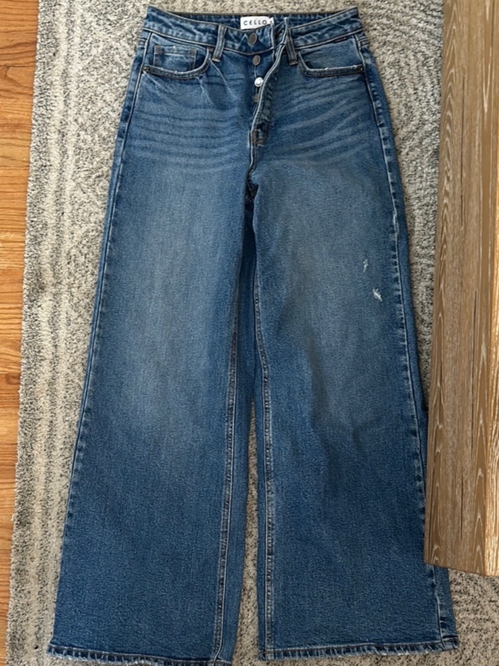 Cello Wide-Leg Denim Jeans in Medium Blue Wash